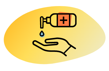 hand with hand sanitiser graphic